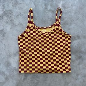 ARQ checker print cropped tank top in size L